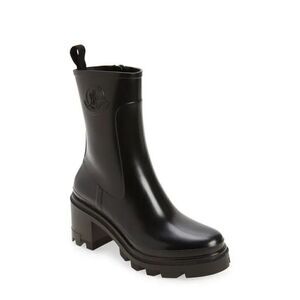 Moncler Women's Black Loftgrip Rubber Rain Boots Size 40 NWOT